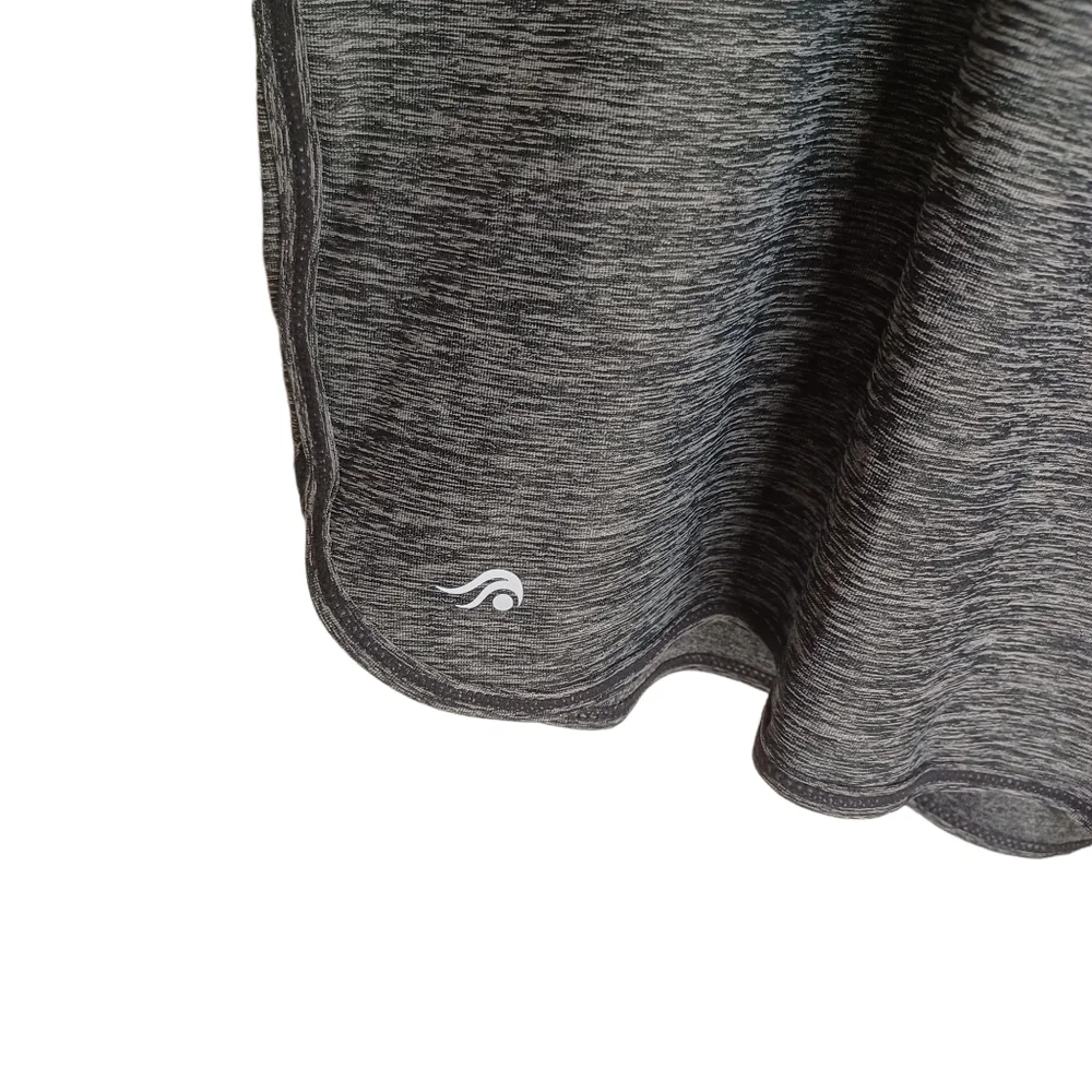 IDEOLOGY WOMAN Gray Marled Print Black Waistband Athletic Shorts 2X